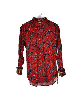 Robert Graham Red Howarth Paisley Contrast Cuff Button Down Shirt Size M NWT